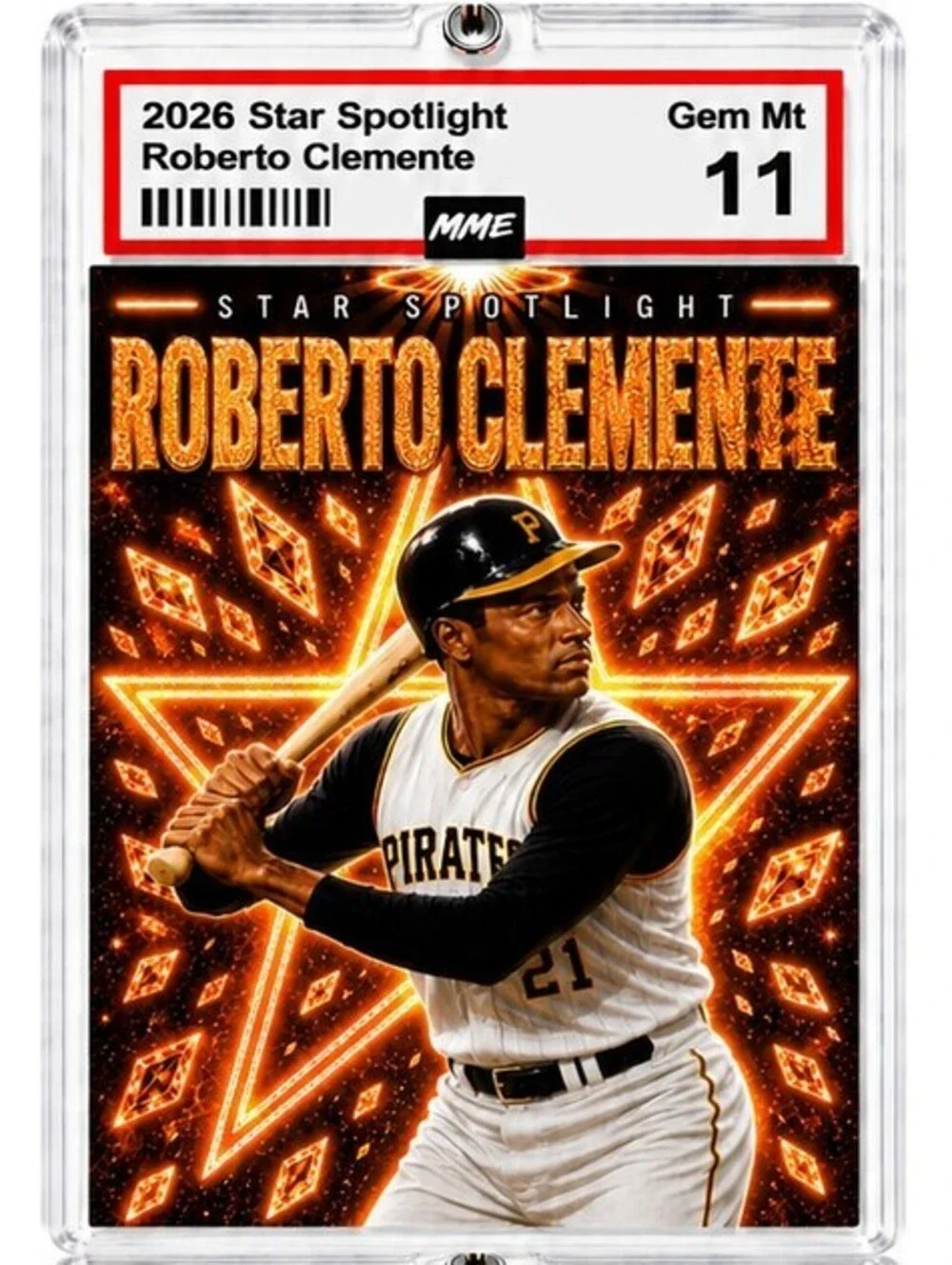 2955 Roberto Clemente Keychain Orange Spotlight Custom Acrylic Photo Keychain